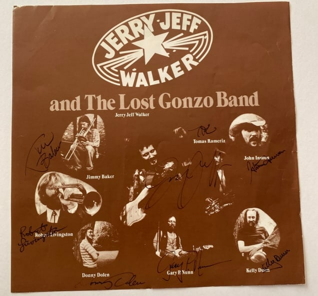 Jerry Jeff Walker Band Autographed Record Insert