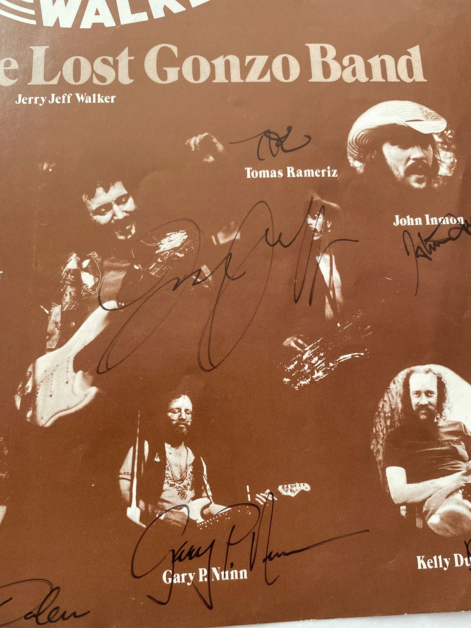 Jerry Jeff Walker Band Autographed Record Insert - 2