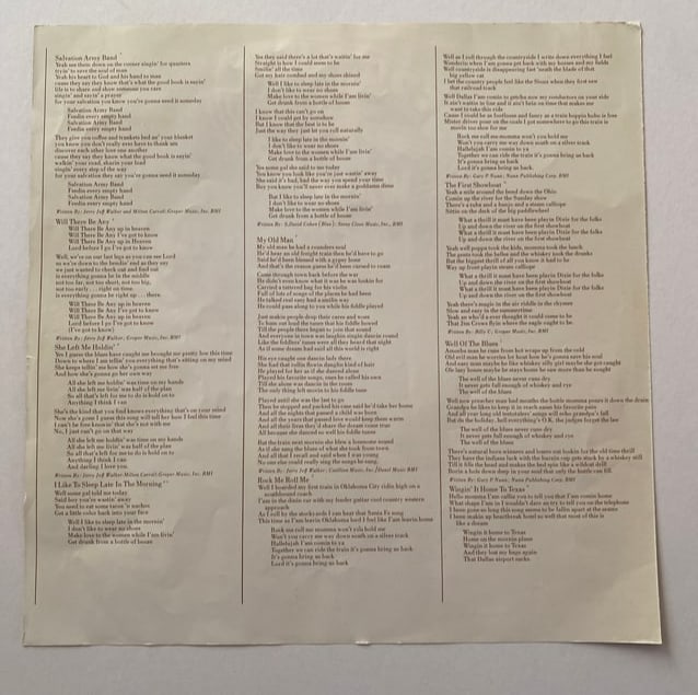 Jerry Jeff Walker Band Autographed Record Insert - 5