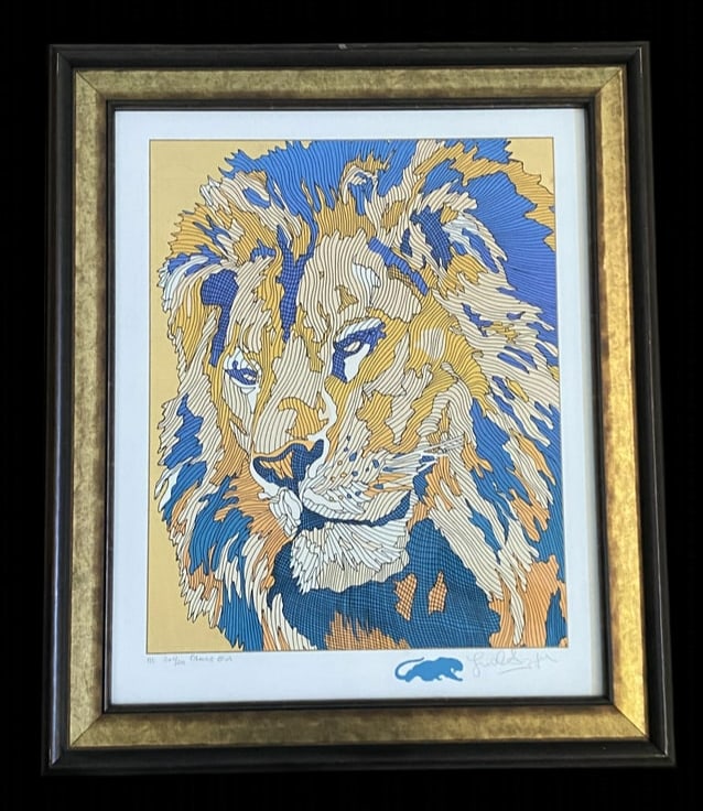 Guillaume Azoulay The Lion Royale Original Serigraph: These lots feature signature etchings by Guillaume Azoulay, a contemporary master of line art. Azoulay is known for his ability to convey incredible movement and energy through thousands of meticulous