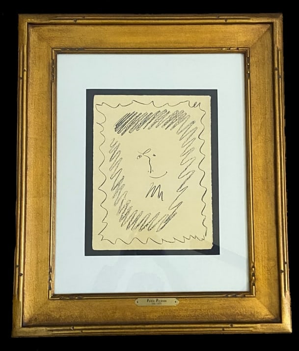 Pablo PIcasso 1956 Lithographe III COA: This original 1956 lithograph by Pablo Picasso, titled Lithographe III, represents a quintessential example of the artist's mid-century graphic output. Known for his restless experimentation with medi