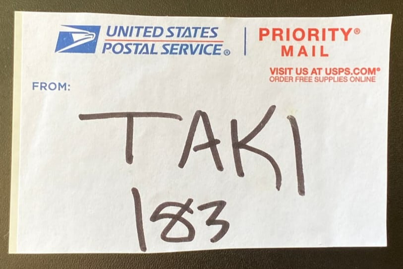 Taki 183 Sigend Graffiti Art: Signed graffiti artwork by TAKI 183, an early pioneer of New York City street art and tagging culture. Measures 4.25x2.5