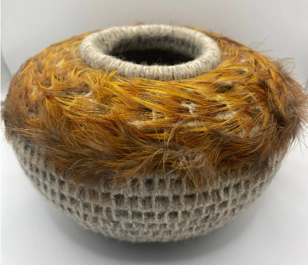 Pomo Native American Tribe 20th Century Basket: 19th century Pomo Native American basket handwoven with traditional techniques and natural materials, representing fine craftsmanship and tribal heritage. Measures 4.5” high with 7” base