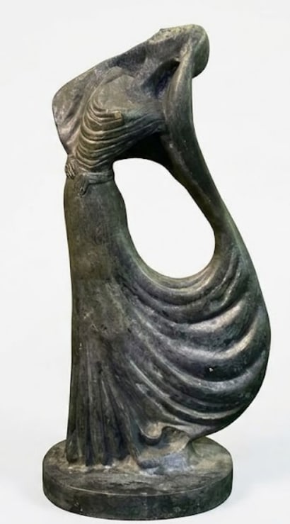 Antique Art Nouveau Bronze Large Statue: measures 23" high