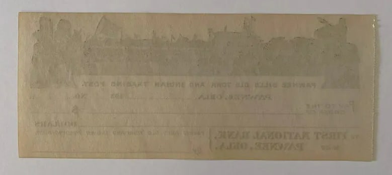 Pawnee Bill Original Circus Check - 2