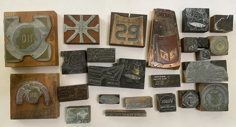 Vintage Car and Gas Company Printing Blocks: See pics