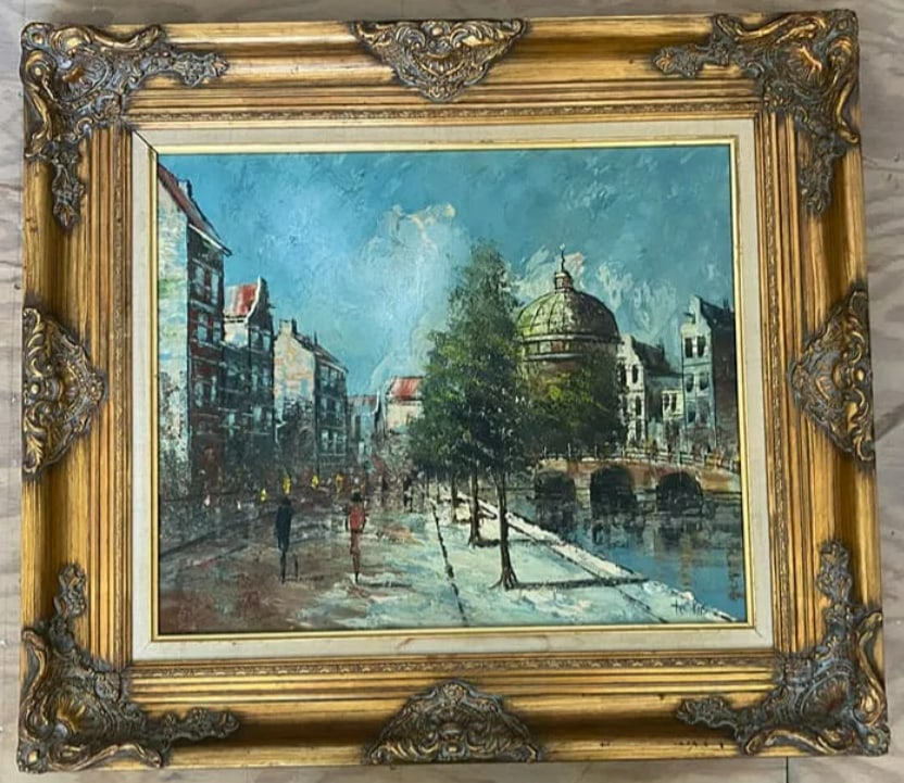 Oil Painting by Te Paz: Original oil painting by Te Paz featuring expressive composition and color, offering decorative and artistic value. Measures 34"x30"