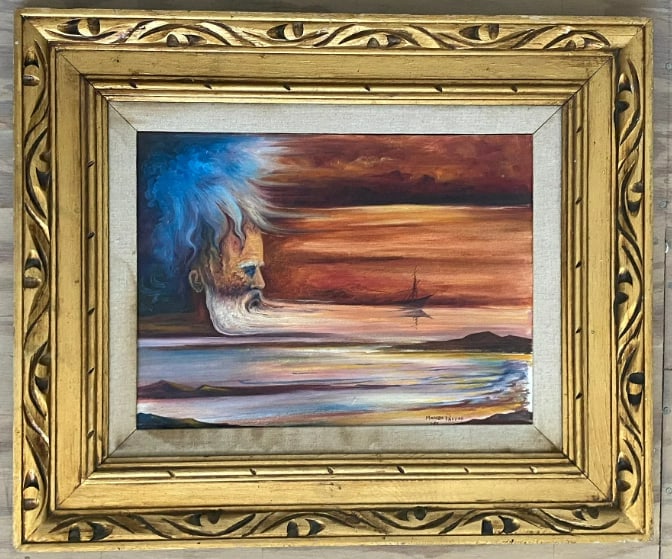 Moshen Pakzad Signed Original Oil Painting: Signed original oil painting by Moshen Pakzad, showcasing the artist’s distinctive style and technique.