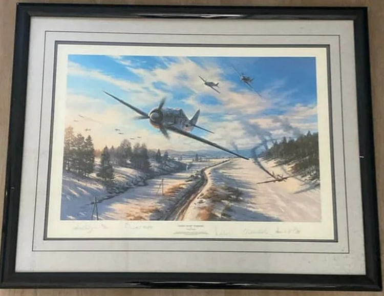 Green Heart Warriors WW2 German Airforce Signed Lithograph: Measures 36x29