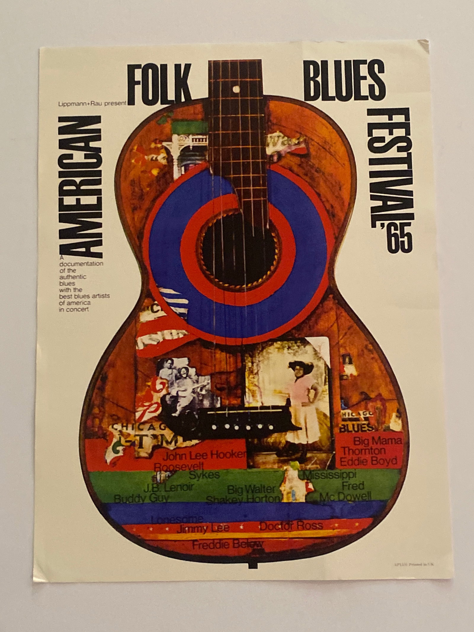 1965 American Folk Blues Festival Concert Poster: 1st Printing MEASURES 40 CM x 29.7 CM This original 1st printing concert poster commemorates the 1965 American Folk Blues Festival, a landmark event that brought the authentic sound of American blues