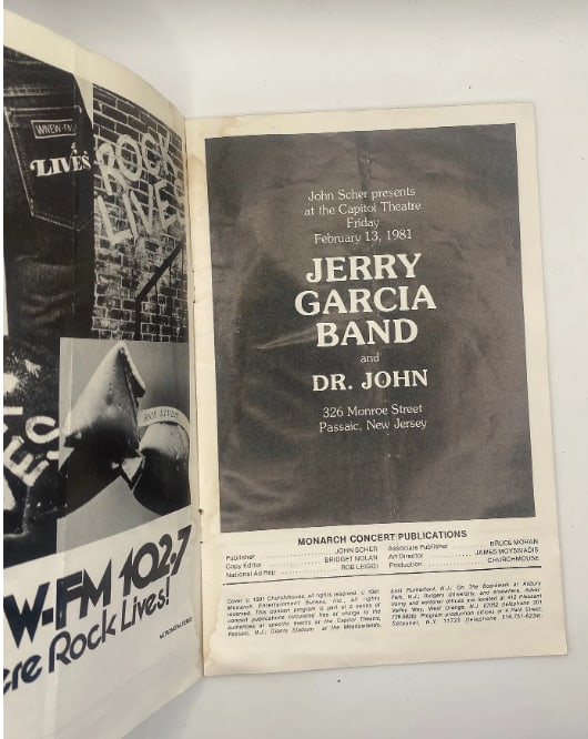 Jerry Garcia 1981 Capitol Theatre Program - 2