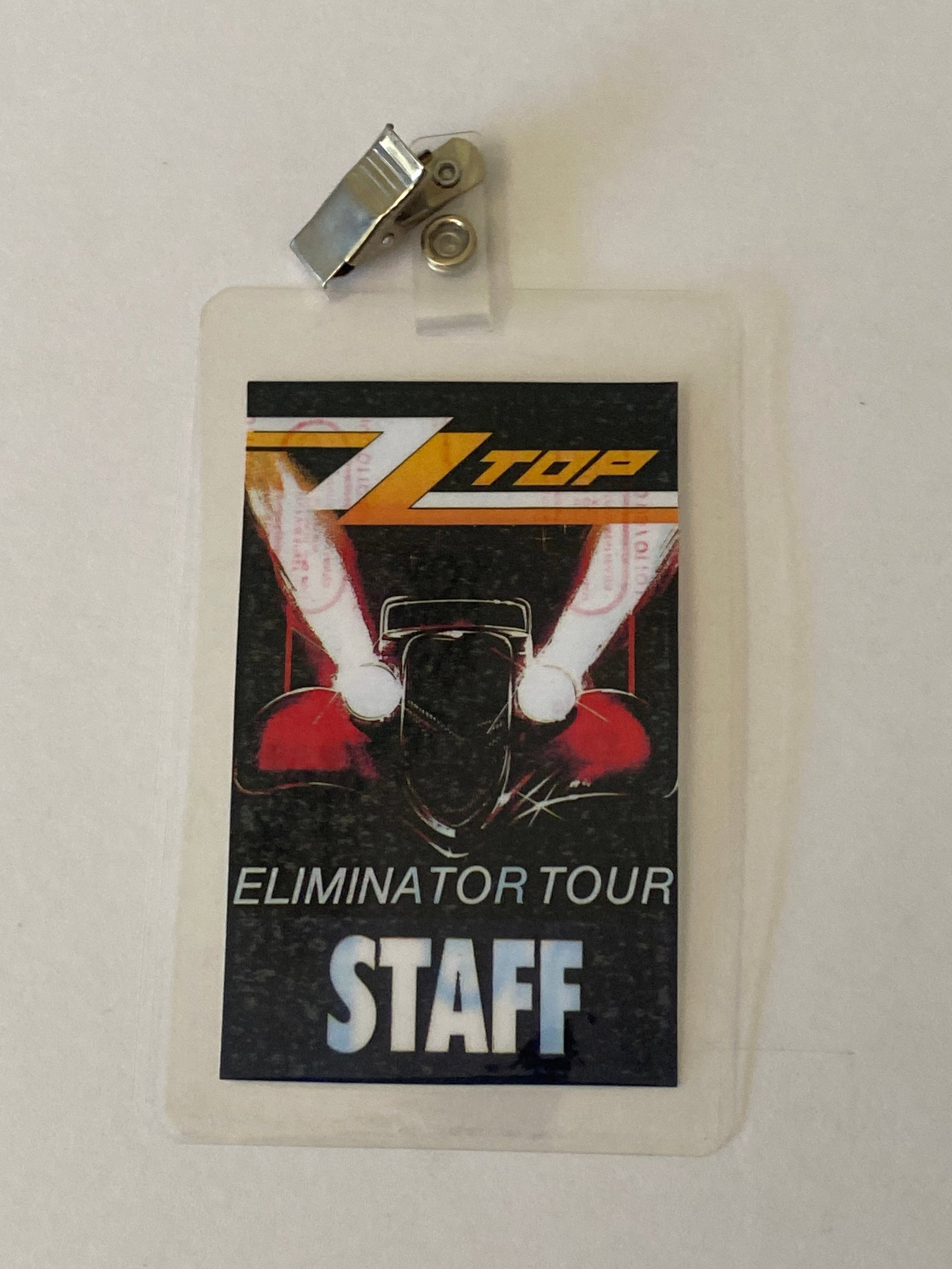 ZZ Top Eliminator Tour Backstage Pass: Backstage pass from the Eliminator tour of ZZ Top, tied to one of the band’s most successful periods.