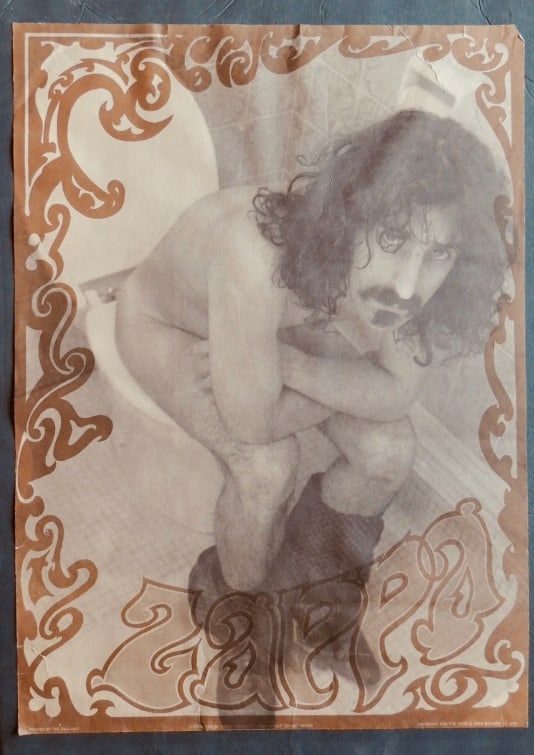 Zappa Crappa Original 1st Printing Poster: Original first printing “Zappa Crappa” poster associated with Frank Zappa, reflecting underground music culture and satirical rock poster art.