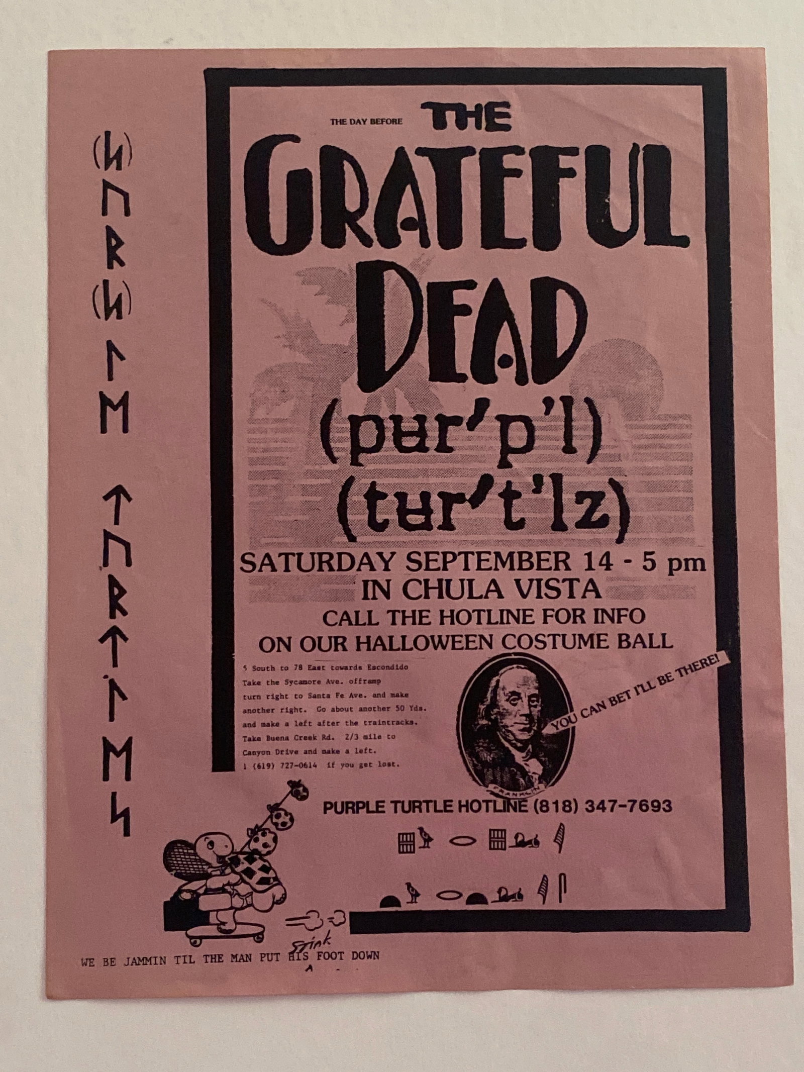 Grateful Dead 1985 Chula Vista Concert Flyer: 1st printing