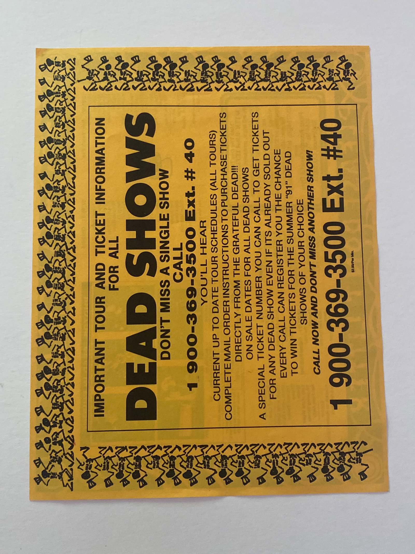 Grateful Dead 1992 Ticket Order Flyer: 1st printing