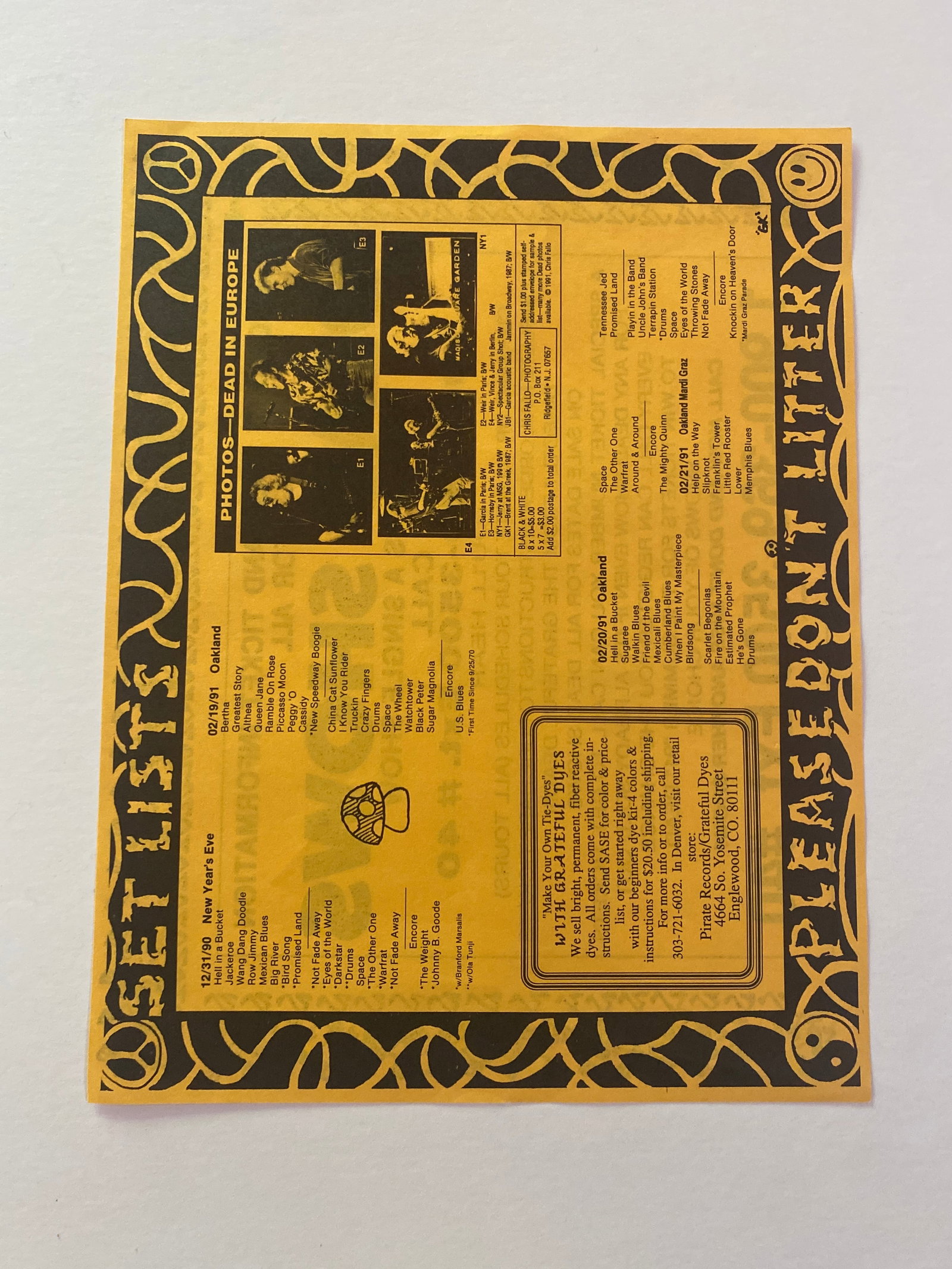 Grateful Dead 1992 Ticket Order Flyer - 2