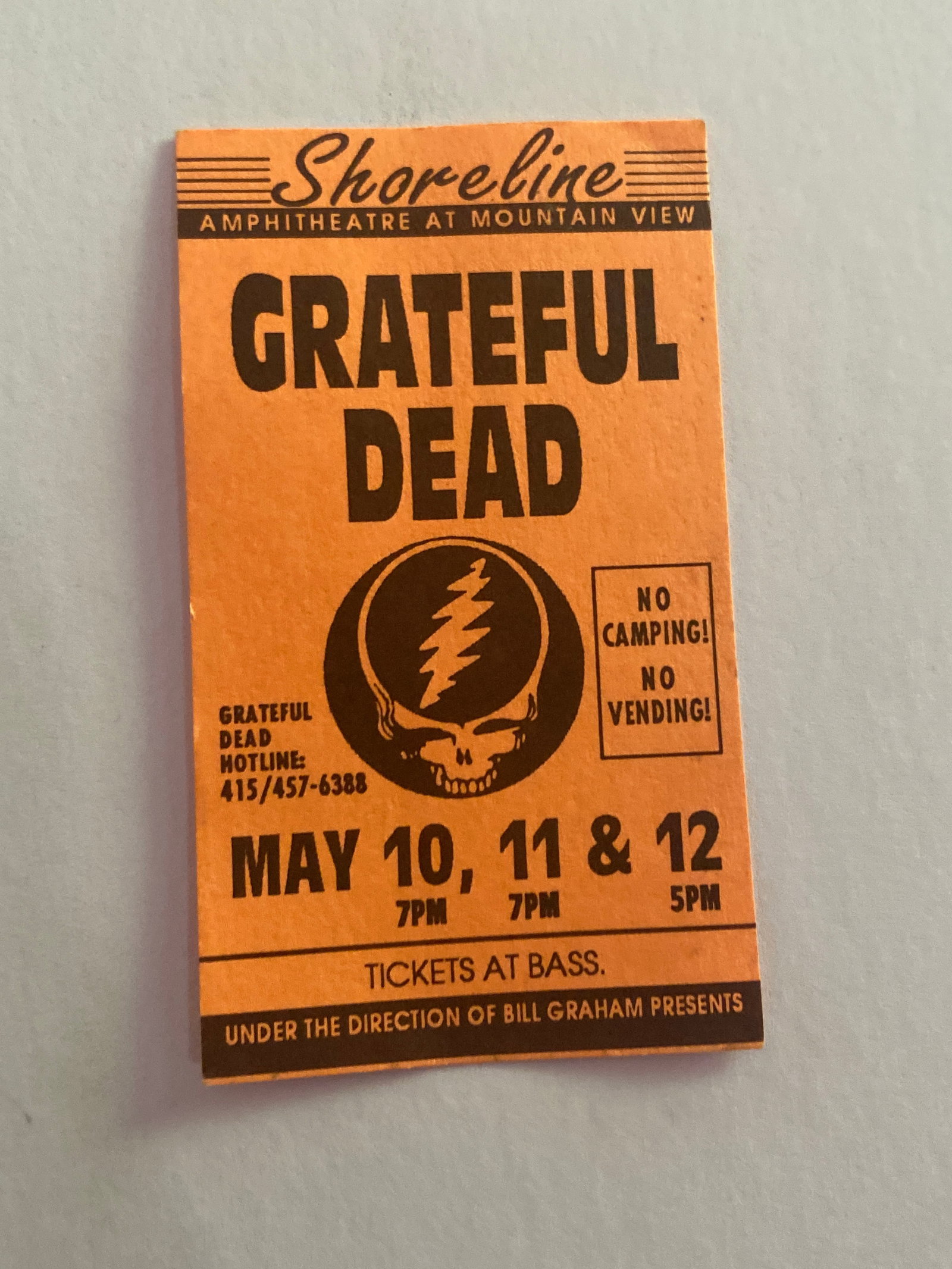 Grateful Dead 1989 Shoreline Mail Order Ticket Form: 1st printing