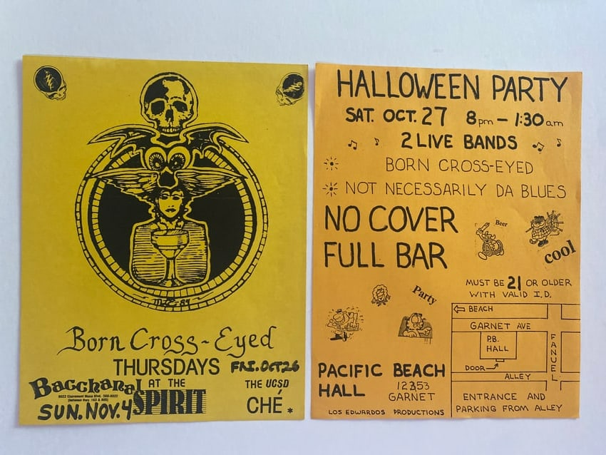 Born Cross Eyed Grateful Dead Cover Band Flyer: Vintage flyer for Born Cross Eyed, a Grateful Dead cover band, reflecting regional tribute culture and grassroots live music promotion.
