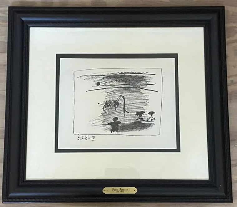 Pablo Picasso 1961 Lithograph IV COA: This compelling 1961 lithograph by Pablo Picasso (1881–1973) is a featured work from the fourth volume of the Picasso Lithographe series, published by the esteemed Atelier Mourlot in Paris. During
