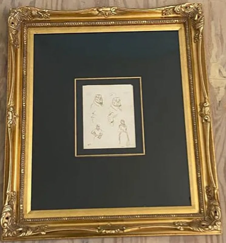 Camille Pissarro 1885 Ink Drawing on Paper: This rare 1885 ink drawing by Camille Pissarro, the "Father of Impressionism," offers an intimate look at the artist's draftsmanship. Pissarro was known for his dedication to depicting rural life and 
