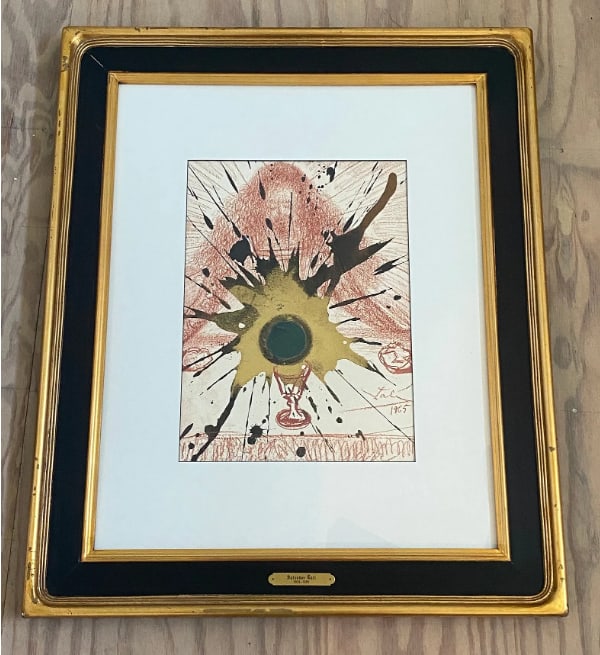 Salvador Dali Plate Signed 1969 Biblia Sacra Lithograph COA: From the massive and ambitious Biblia Sacra suite, this 1969 lithograph is hand-signed by Dalí. The series involved a unique process of "splashing" pigment to create rich, varied textures, which
