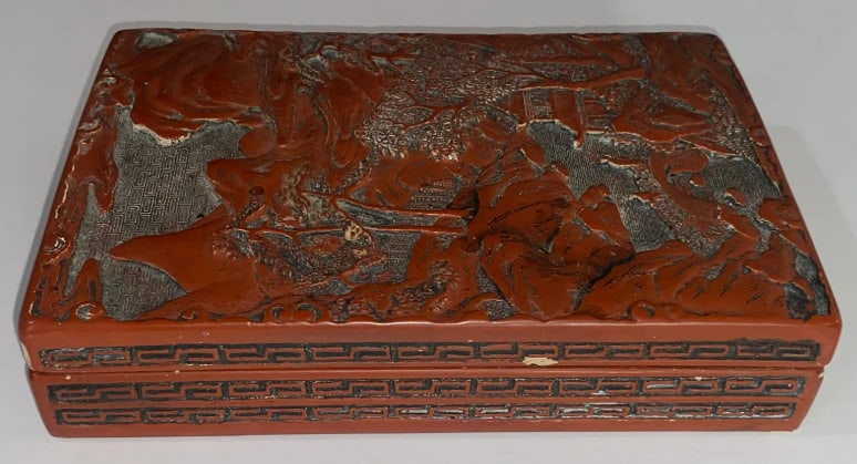 Antique Chinese Cinnabar Lacquer Box: Measures