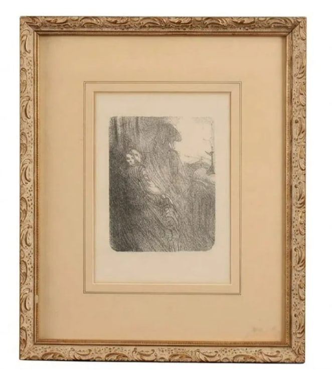 Henri de Toulouse-Lautrec 1898 Au Pied du Sinai Lithograph: Henri de Toulouse-Lautrec (1864–1901), created for the 1898 publication Au pied du Sinai by Georges Clemenceau; a politically significant work issued during the Dreyfus Affair and centered on