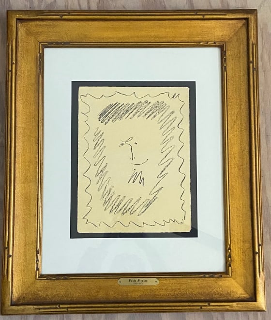 Pablo PIcasso 1956 Lithographe III COA: This original 1956 lithograph by Pablo Picasso, titled Lithographe III, represents a quintessential example of the artist's mid-century graphic output. Known for his restless experimentation with