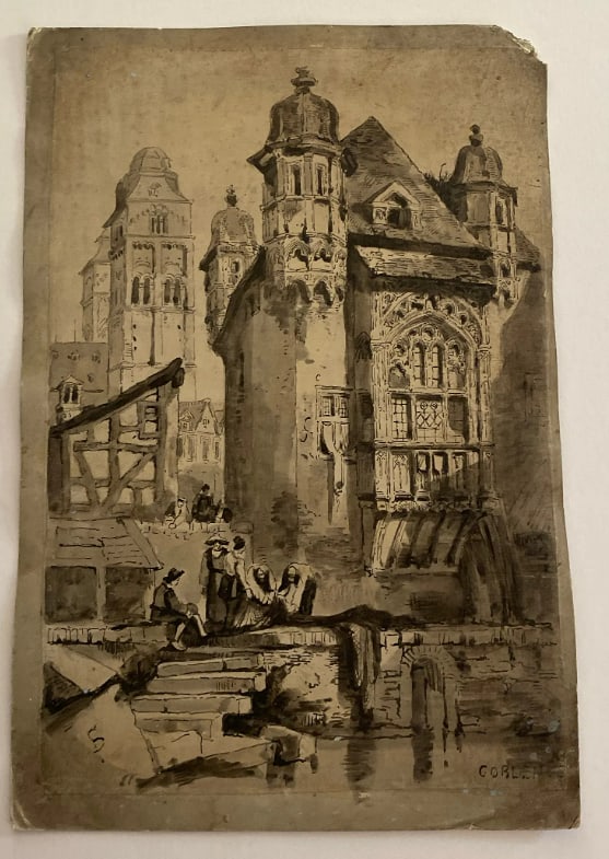 Samuel Prout 19th Century Original Water Color Painting: This exceptional 19th-century watercolor is a quintessential example of the work of Samuel Prout, a pivotal figure in the British Watercolor School and "Painter in Water-Colours in Ordinary" to King