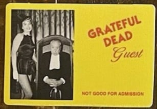 Grateful Dead Backstage Pass: Offered is an original, vintage backstage pass from the Grateful Dead’s legendary touring history. Unlike modern reproductions, this is a period-authentic satin fabric "sticky" pass (or laminate) is