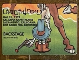 Grateful Dead Backstage Pass: Offered is an original, vintage backstage pass from the Grateful Dead’s legendary touring history.