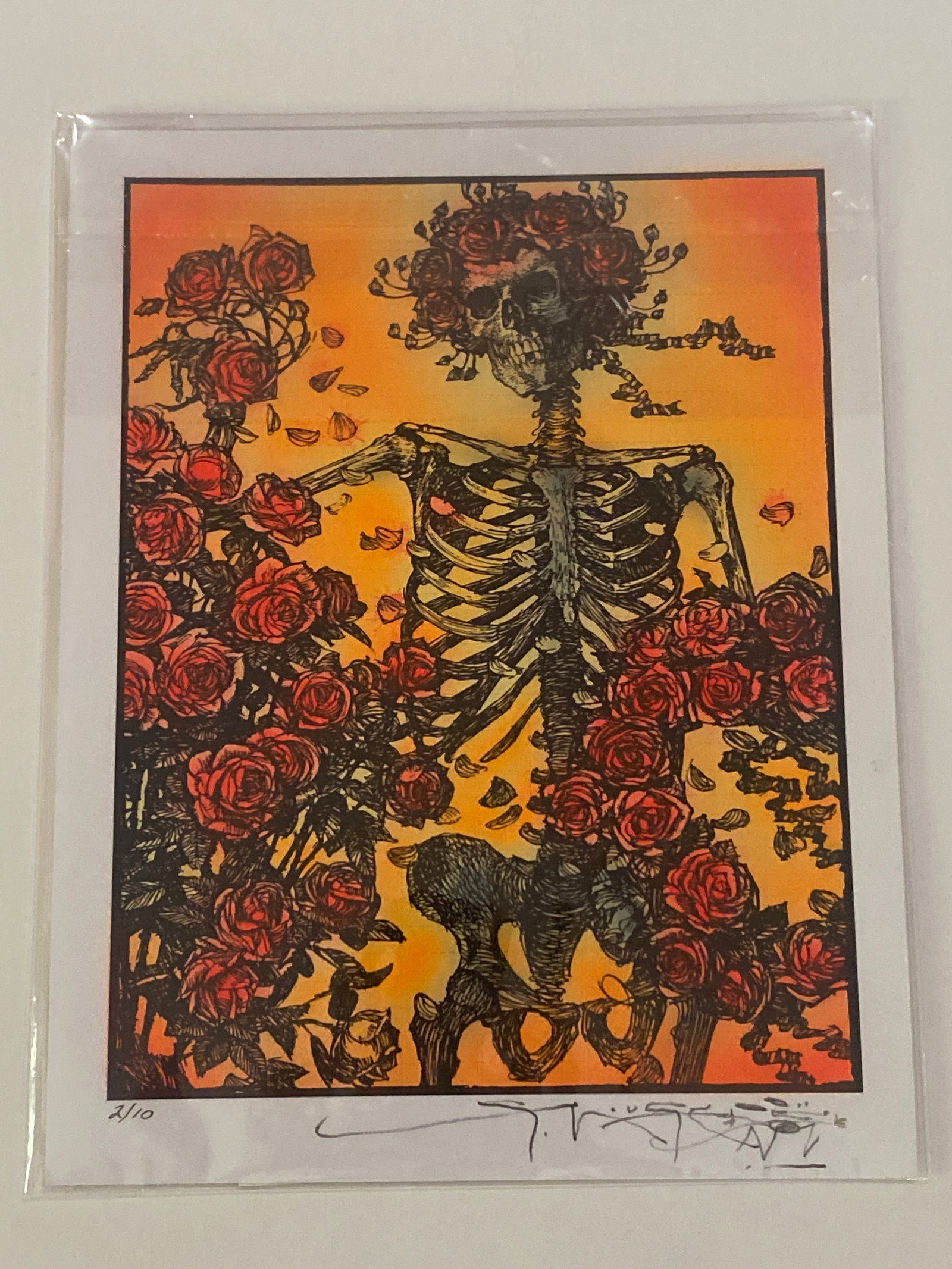 Stanley Mouse Hand Painted Blotter Art COA: Hand-painted blotter art signed by Stanley Mouse, showcasing the artist’s iconic psychedelic imagery and distinctive counterculture style, making it a highly collectible piece of modern rock