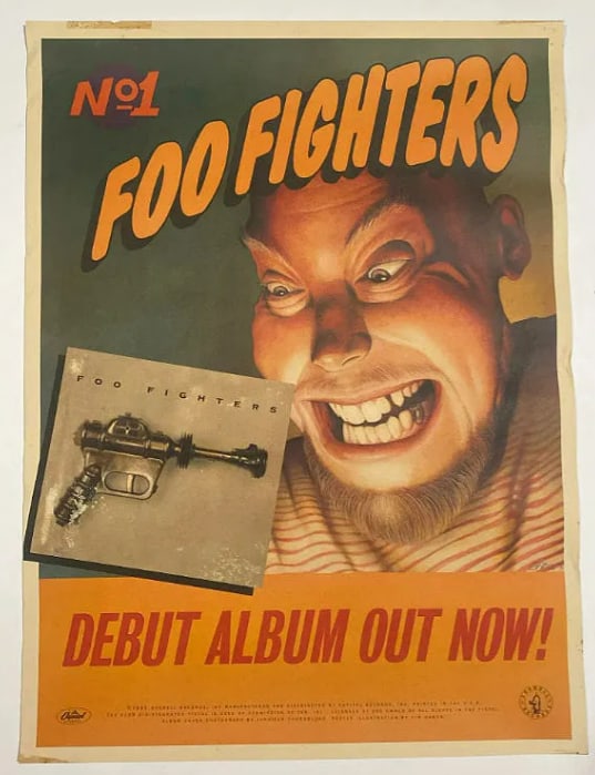 Foo Fighters 1995 Debut Album Poster 1st Printing: 1st printing measures 24x18