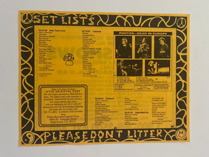 Grateful Dead 1992 Ticket Order Flyer - 2