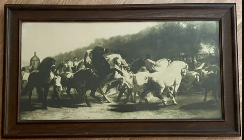 Rosa Bonheur 1890 The Horse Fair Chromolithograph: measures 32.75x18.75