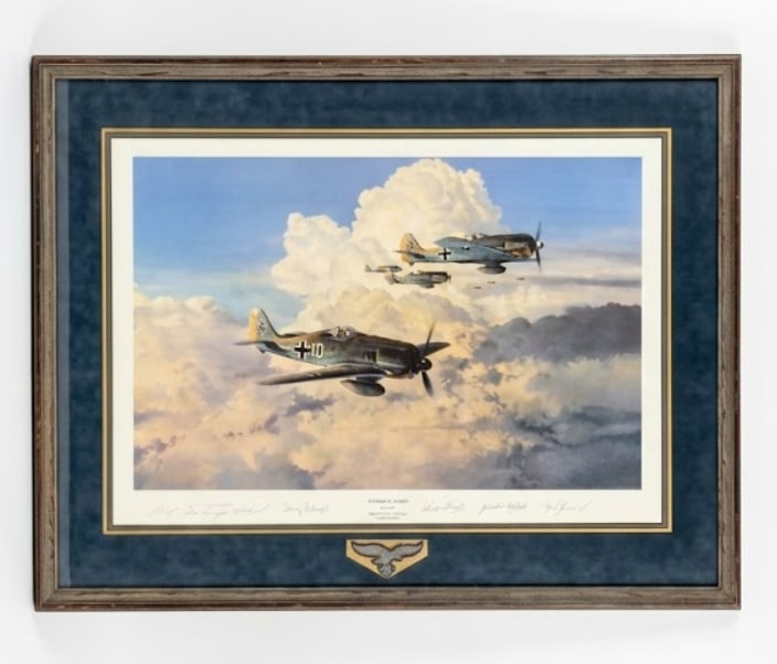Gathering Storm WW2 German Airforce Signed Lithograph COA: Measures 36.5x29