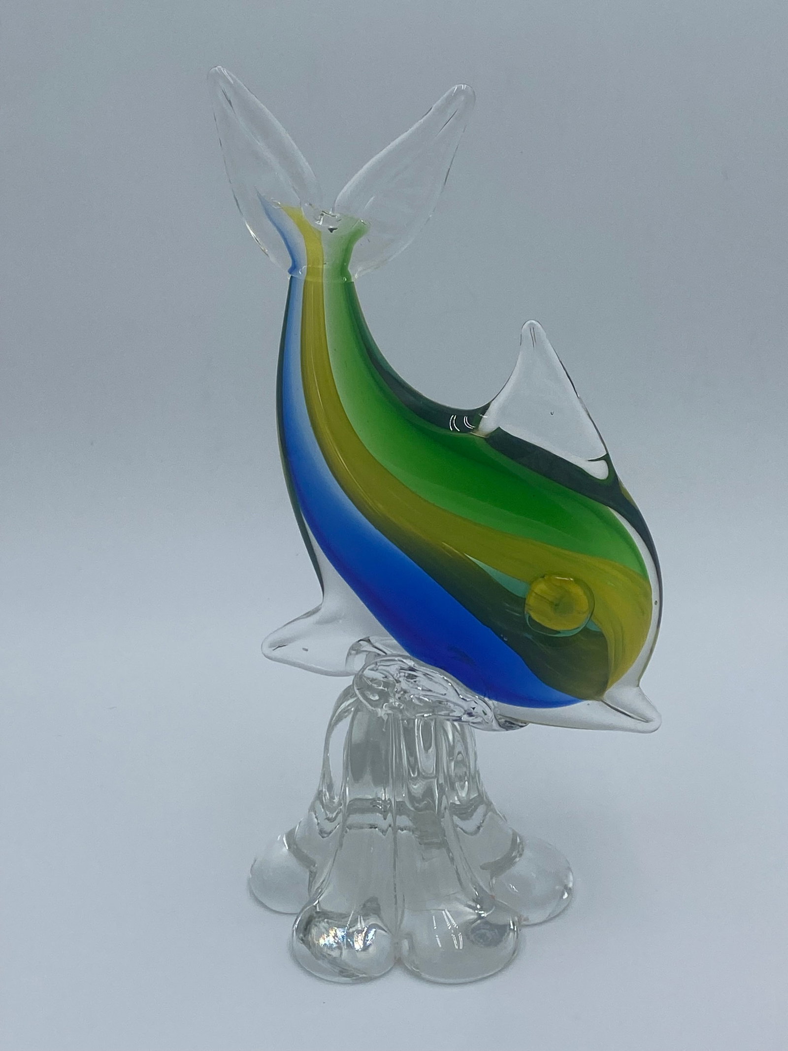 Vintage Veni Signed Hand Blown Glass Fish Statue (1 of 3)