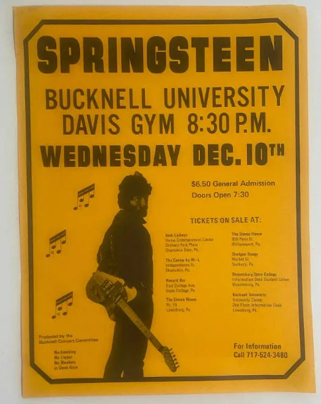 Bruce Springsteen Bucknell Concert Poster (1 of 1)
