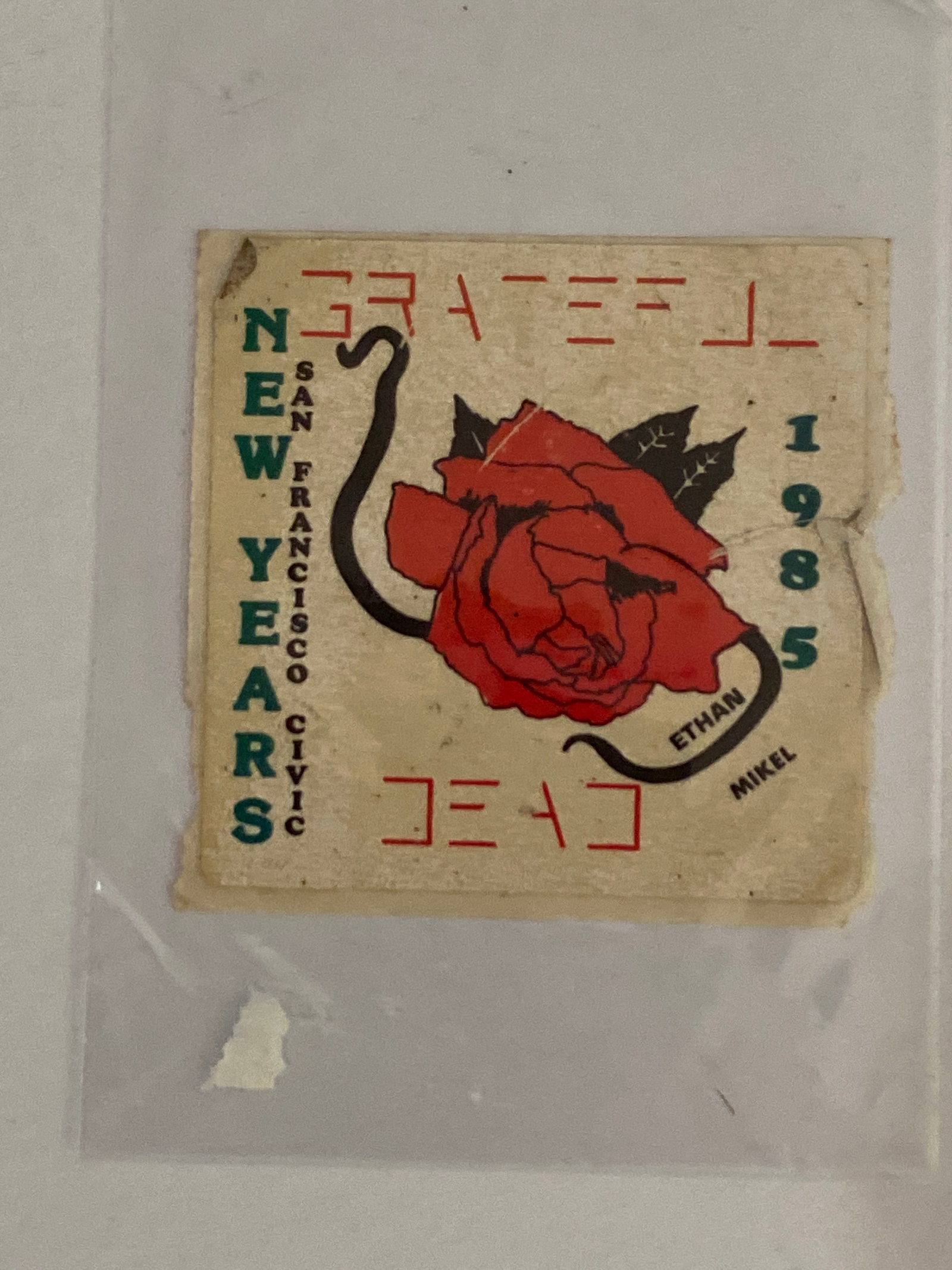 Grateful Dead 1989 New Years Concert Original Sticker: Measures 3x3