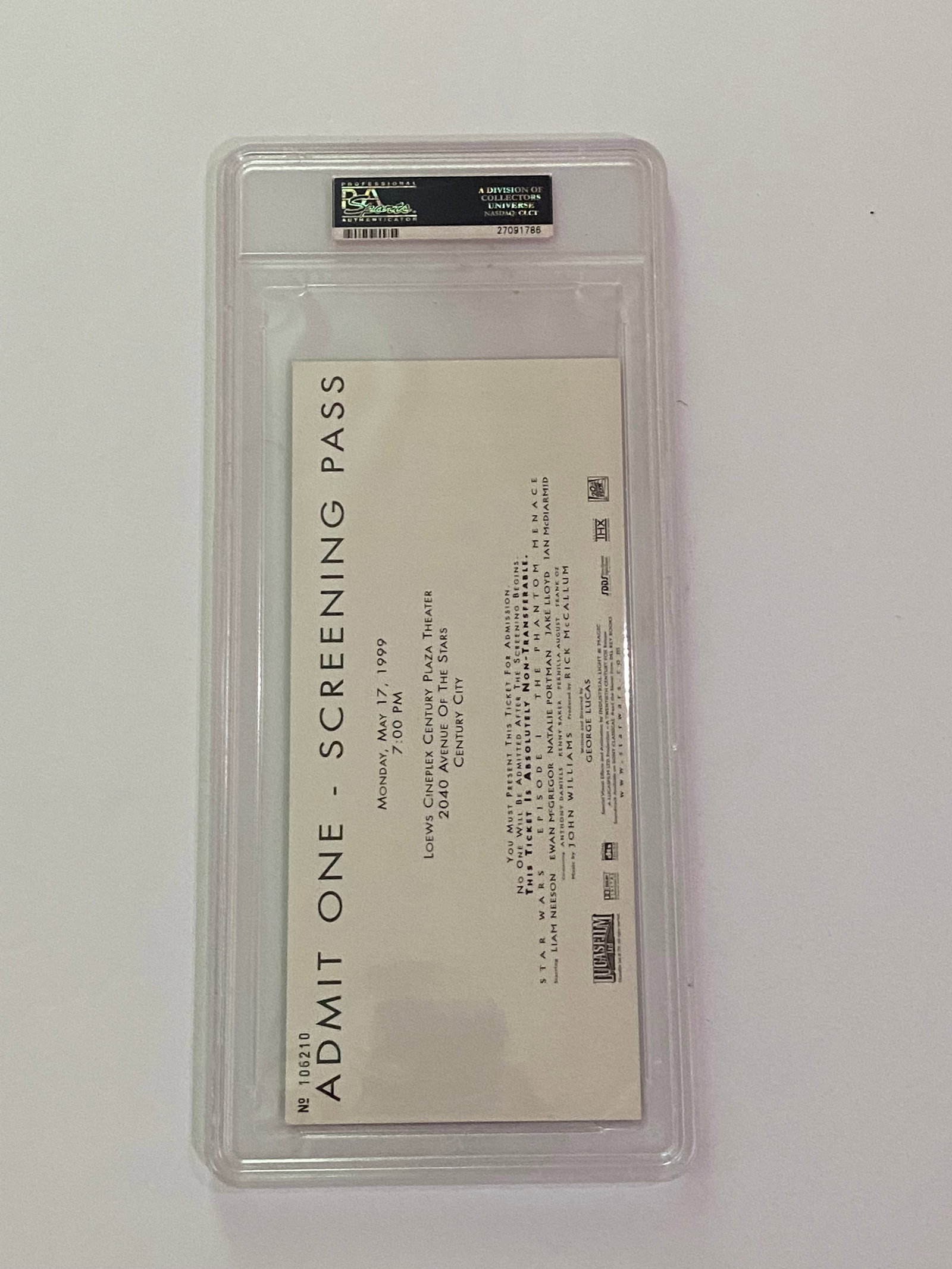 Star Wars Episode 1 Phantom Menace Movie Ticket - 2