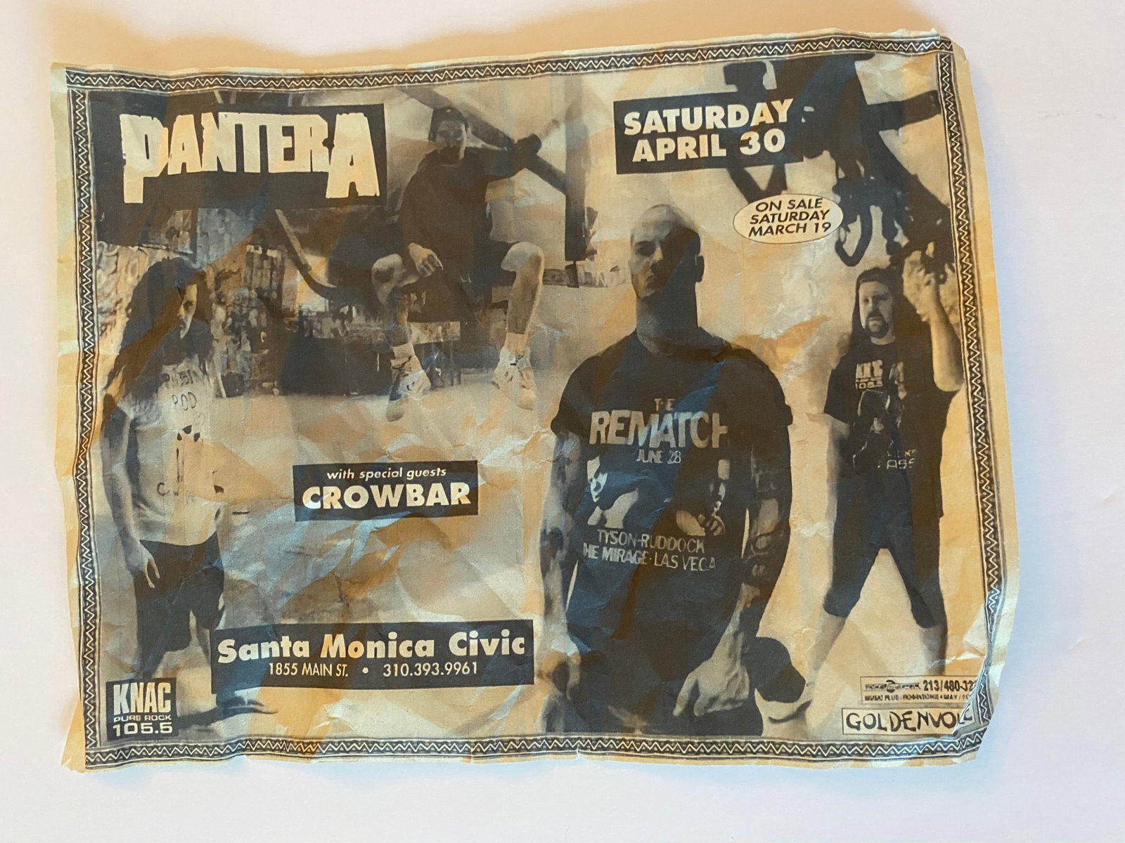 Pantera Original Concert Flyer: measures 10x8