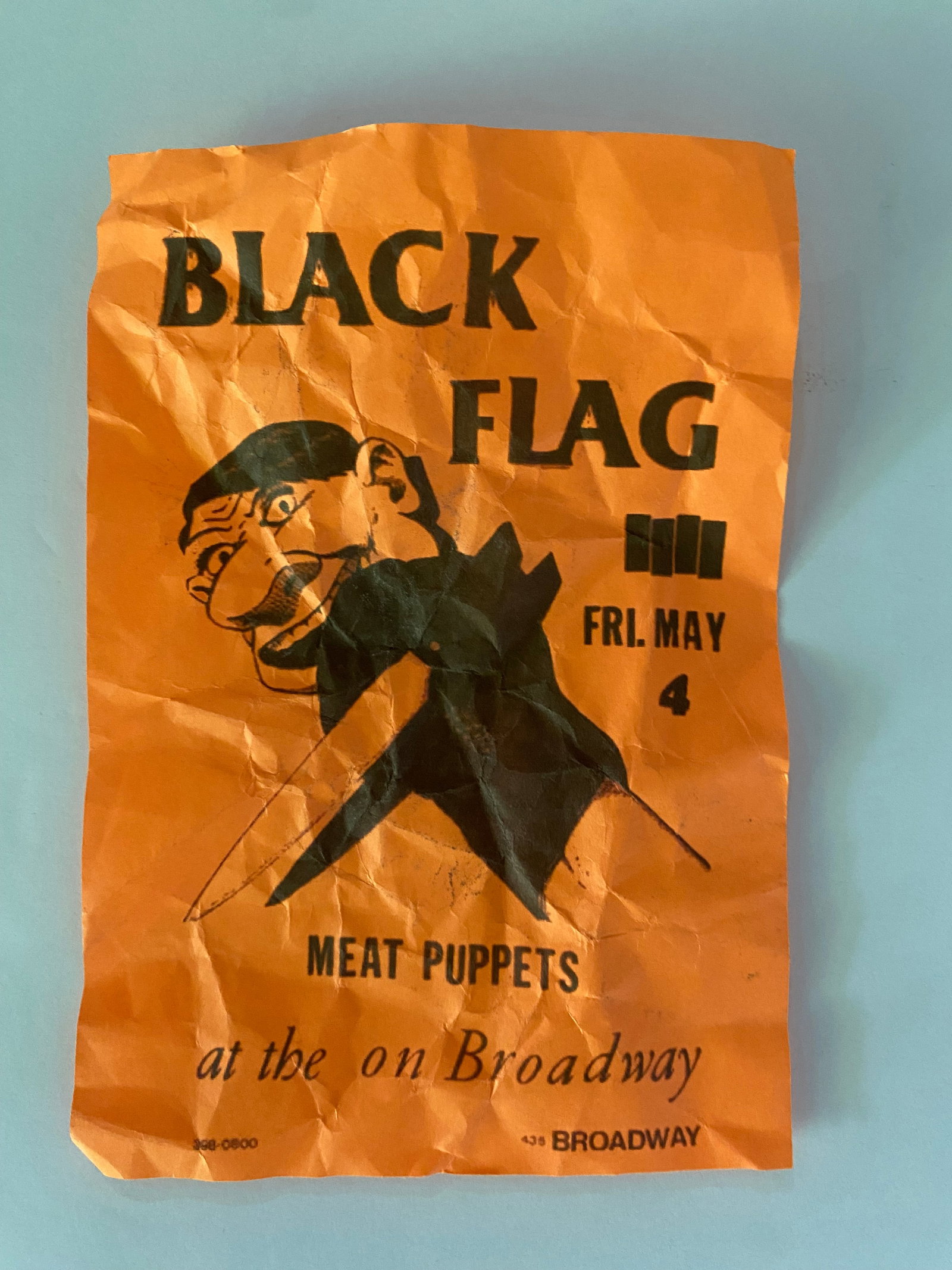 Black Flag Meet puppets original concert fire: Measures 6.7 5X4.5