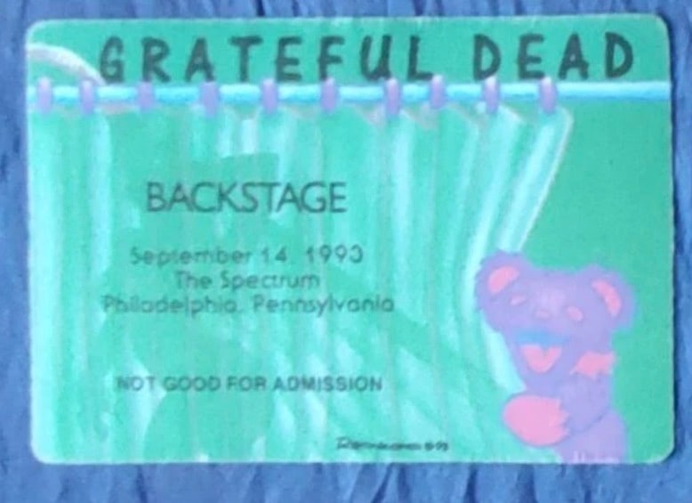 Grateful Dead 1993 Backstage Concert Pass: Grateful Dead 1993 Backstage Concert Pass