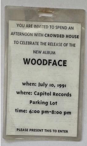 Crowded House 1991 Release Party Pass - 2