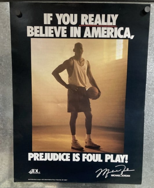Michael Jordan 1990 Anti Defemation League Poster: measures 24x18