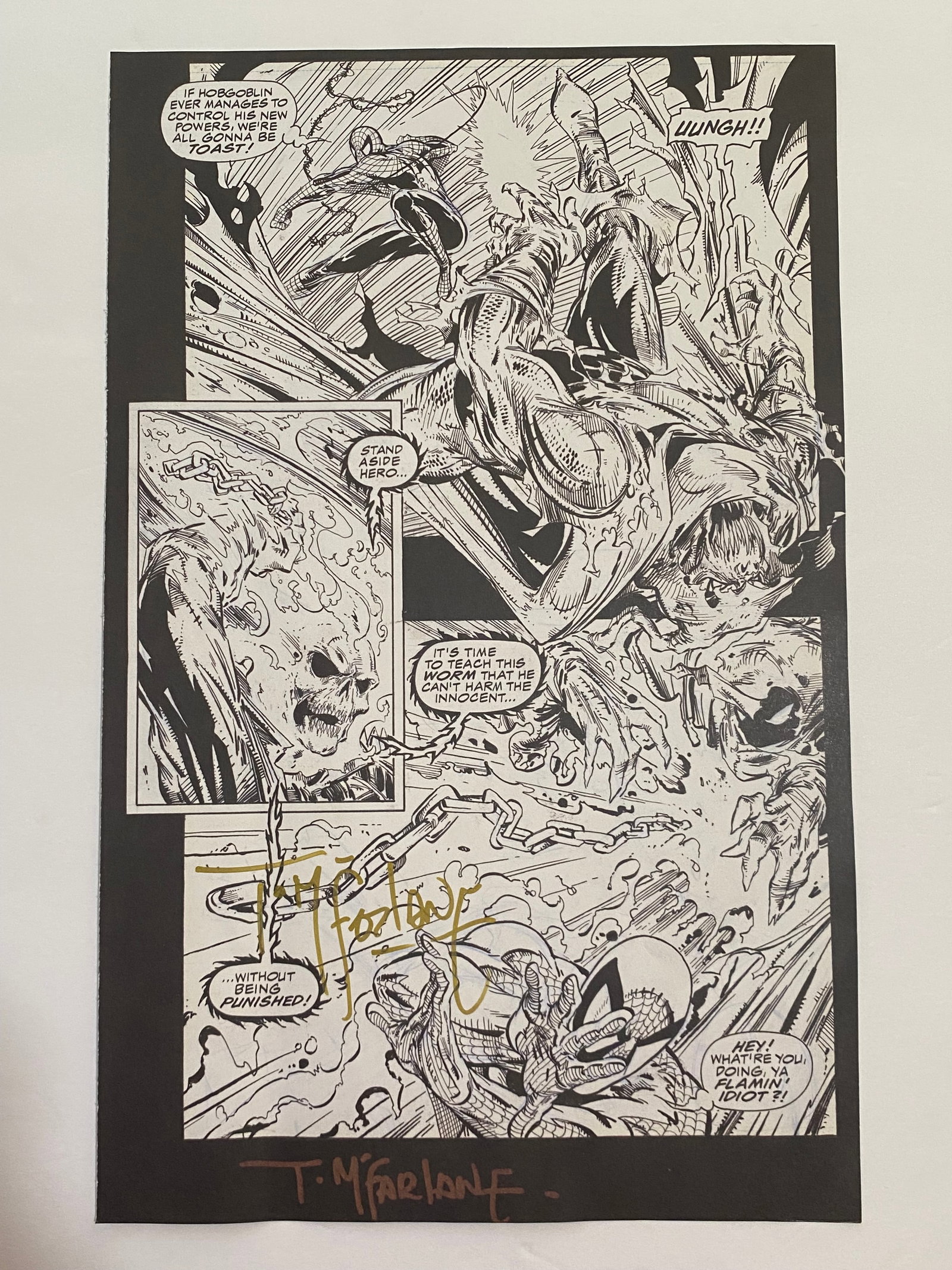 Todd McFarlane Sigend Spiderman Comic Print: Measures 11x17