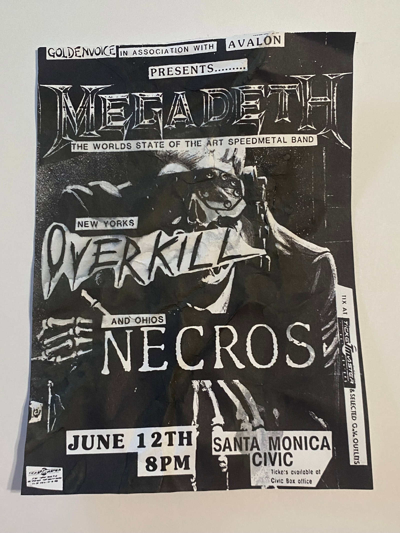 Megadeth Santa Monica Original Concert Flyer: measures 9.5x7