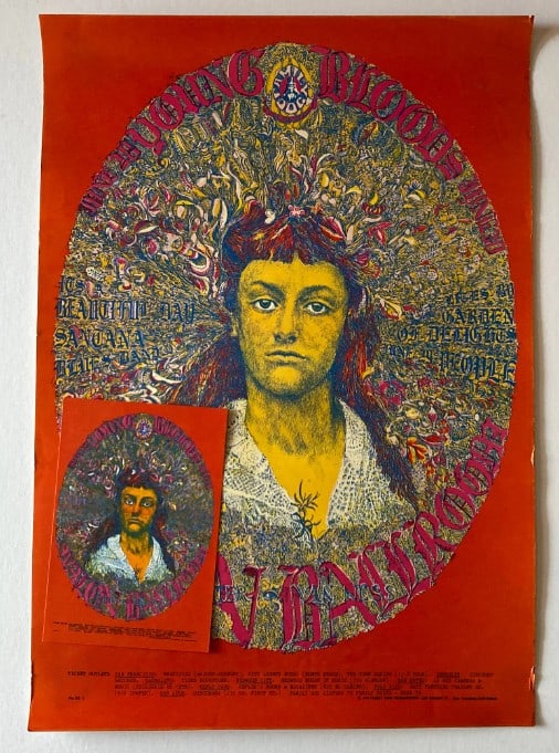 Youngbloods Original Fillmore Concert Poster & Postcard: 1st Printing. Poster measures 14x20