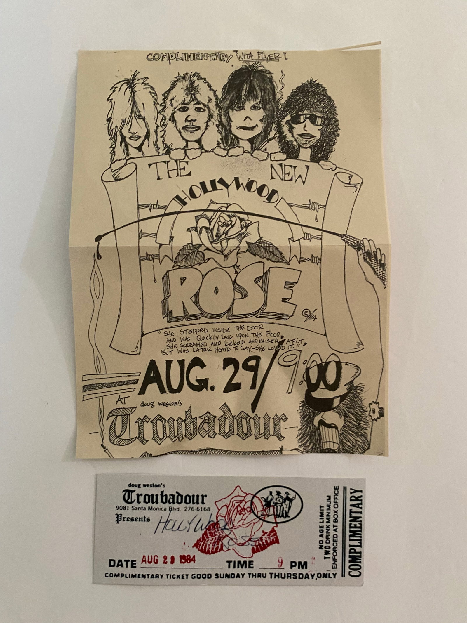 Guns N' Roses Stardust Concert Flyer and Ticket: each measures 8x5.75