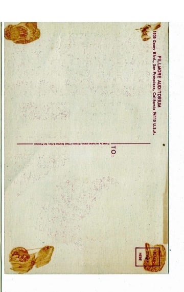 Cream 1967 Fillmore Concert Postcard - 2